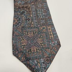 Tattersall Vintage Silk Neck Tie Geometric  Filigree Art Classic Office Lux